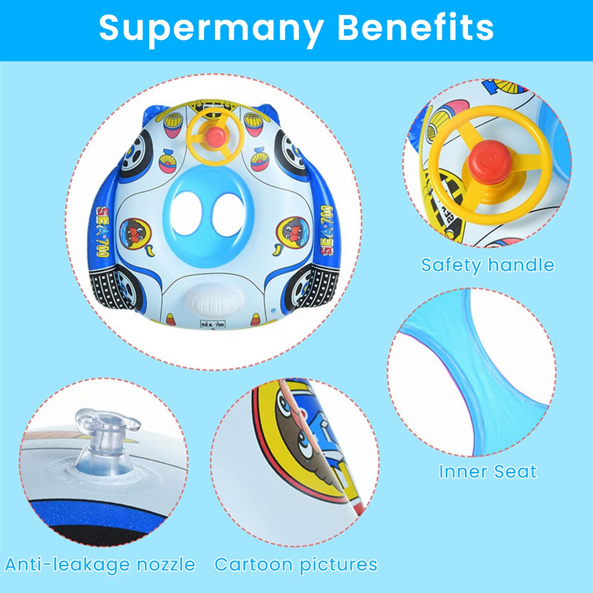 Proberos Swimming Tube for Kids Under 12kg, Baby Swimming Tube, Inflatable PVC Float Seat Toy for Swimming Pool, Safe Anti-flip Over Pool Float Seat Proberos Swimming Tube for Kids Under 12kg, Baby Swimming Tube, Inflatable PVC Float Seat Toy for Swimming Pool, Safe Anti-flip Over Pool Float Seat